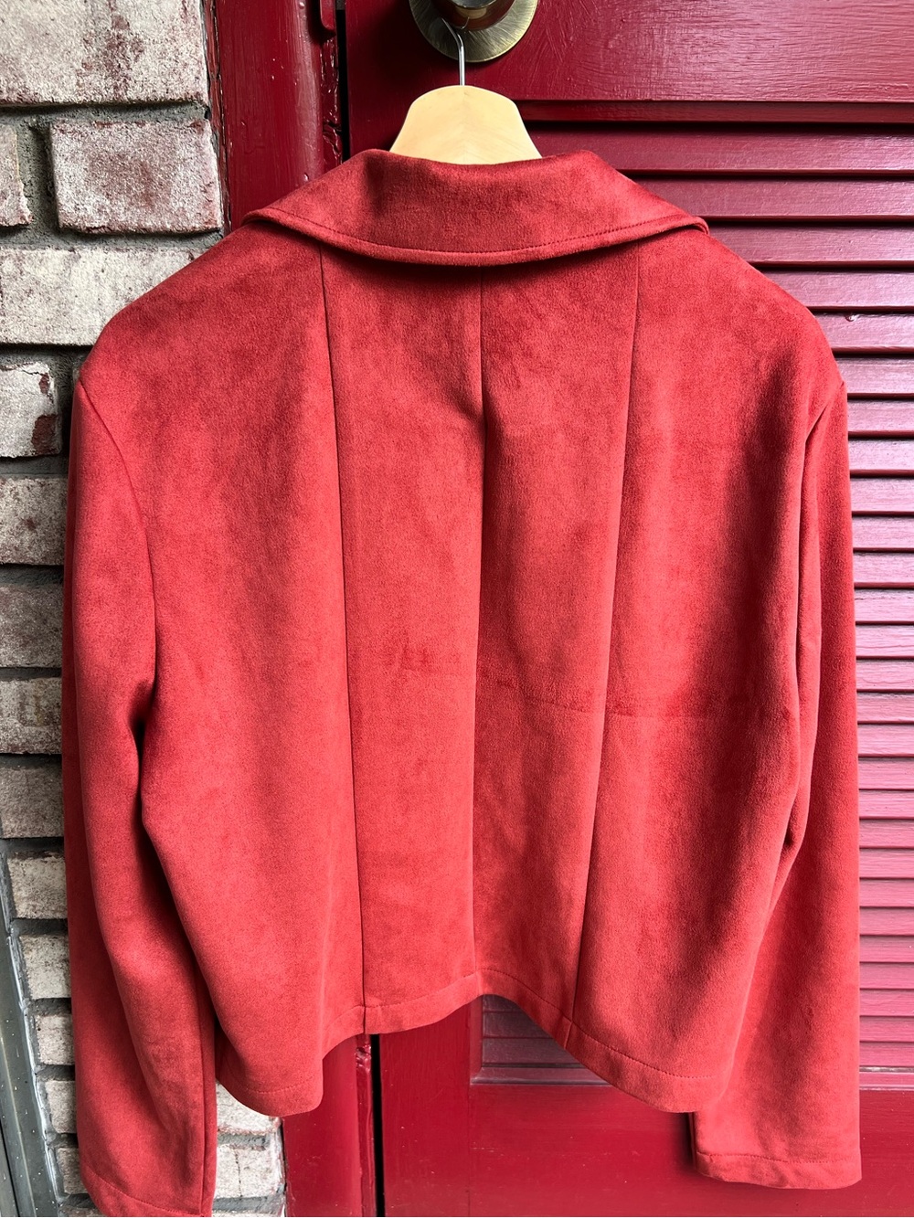 Bagatelle Collection Red Rust Faux Suede Zip Lightweight Jacket Extra Large - Picture 3 of 10